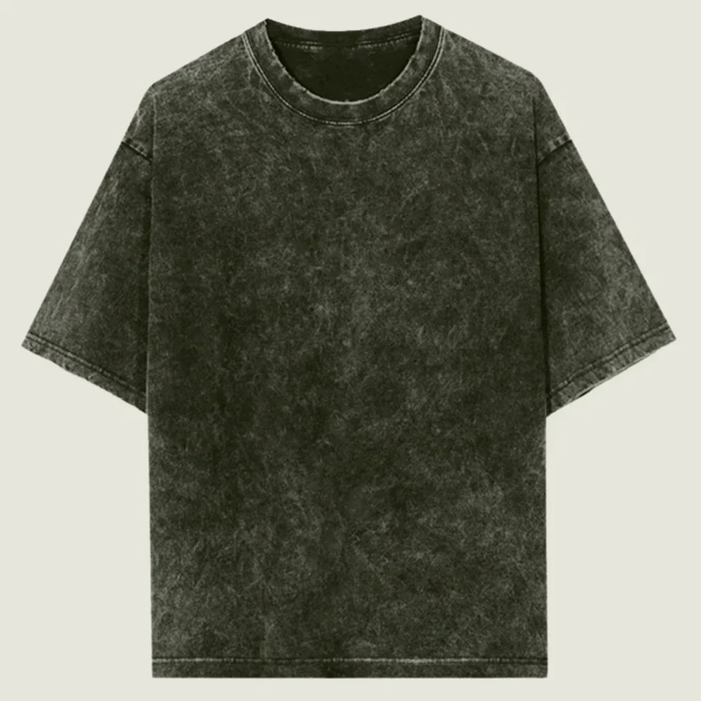 Oversized Acid Wash Olive Green Cotton T-Shirt 🫒✨