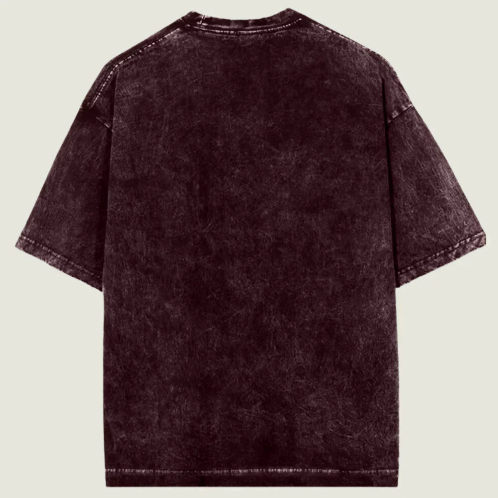 Oversized Acid Wash Maroon Cotton T-Shirt ❤️🔥✨