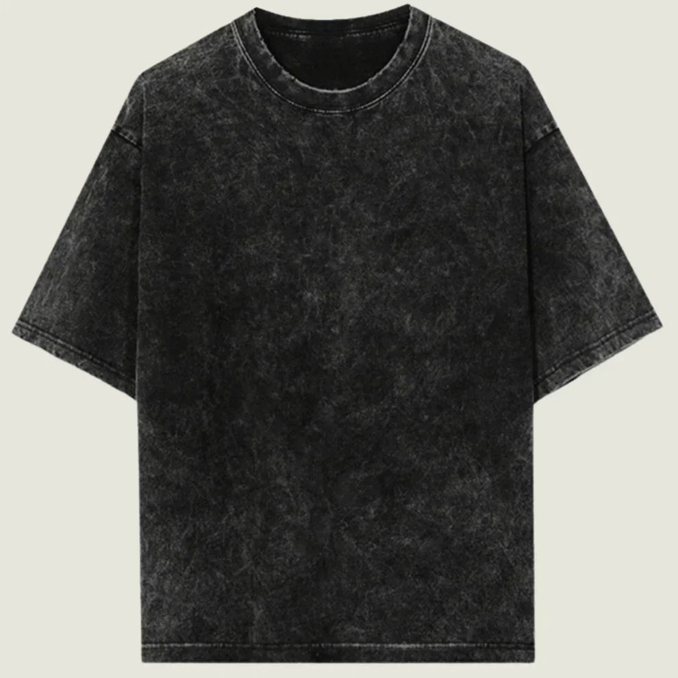 Oversized Acid Wash Black Cotton T-Shirt 🖤✨