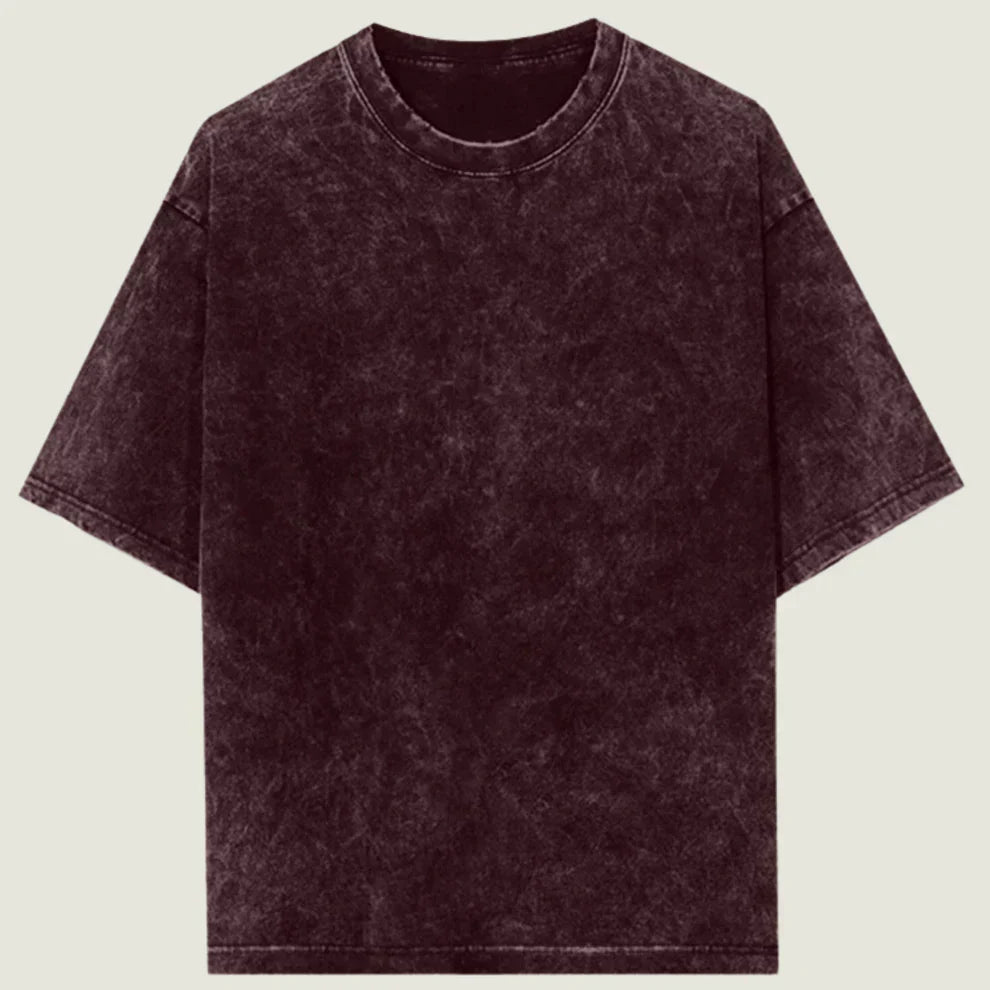 Oversized Acid Wash Maroon Cotton T-Shirt ❤️🔥✨