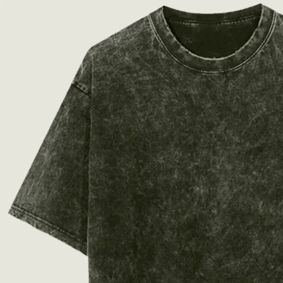 Oversized Acid Wash Olive Green Cotton T-Shirt 🫒✨