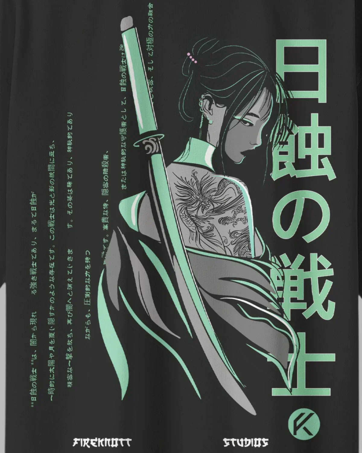 Samurai Shadow Acid Wash Oversized T-Shirt – Japanese Warrior Edition ⚔️🖤👕