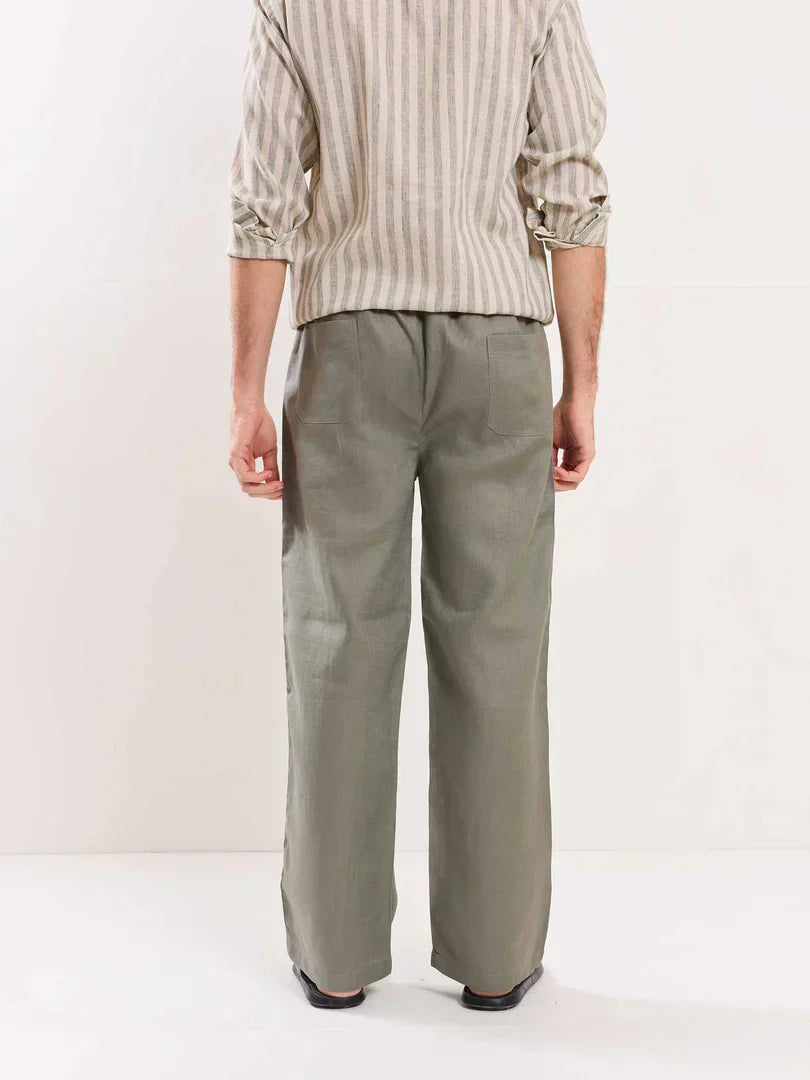 Grey Linen Pull-on Pants