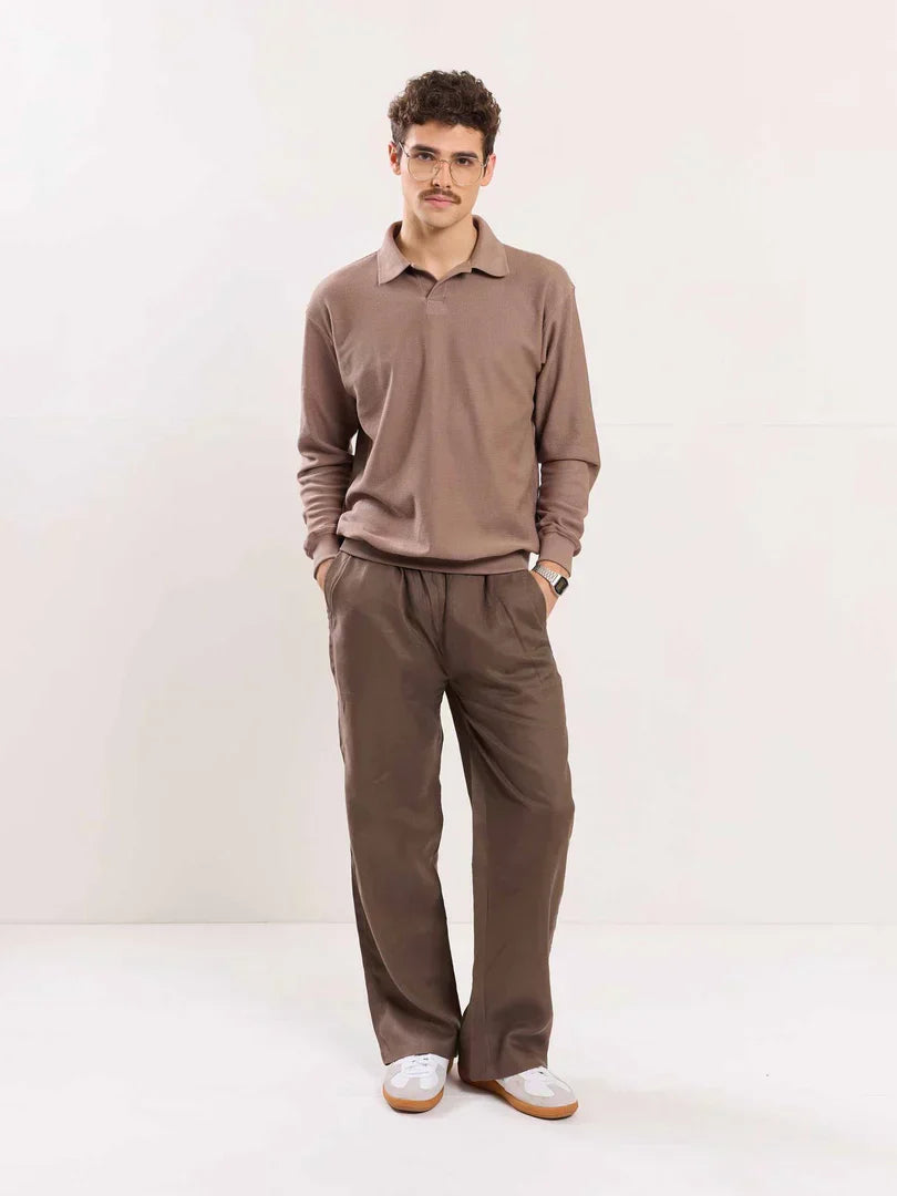 Taupe Linen Pull-on Pants
