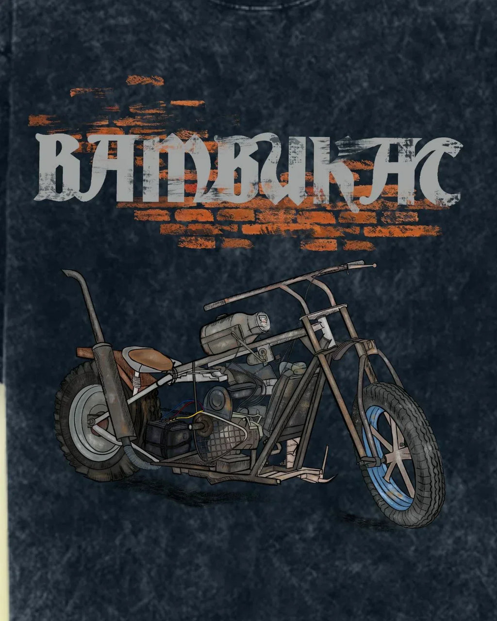 BAMBUKAT Acid Wash Oversized T-Shirt – Vintage Motorcycle Edition 🏍️🖤🔥