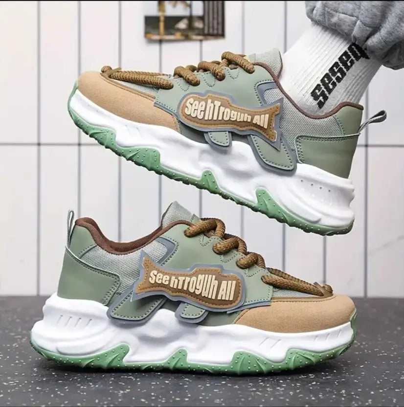 tejas Comfortable Casual Lace Up Sneakers Outdoor leisure Running Shoes Sneakers For Men (White, 10)