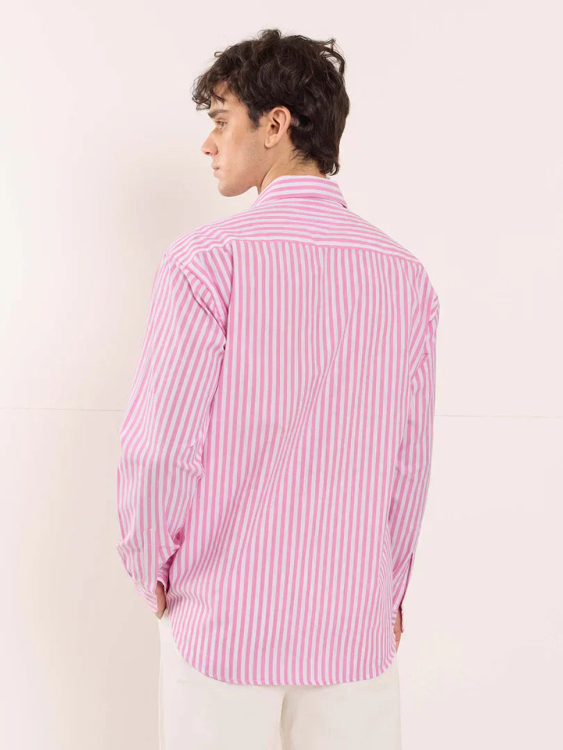 Pink Poplin Striped Shirt