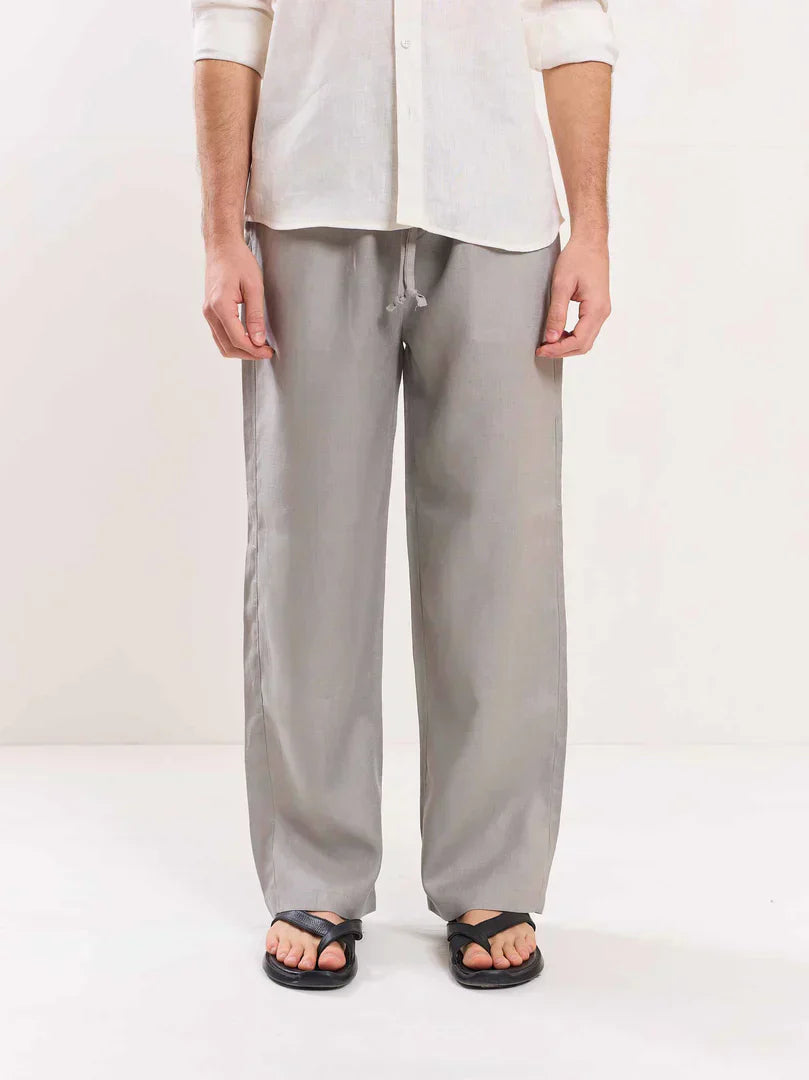 Light Grey Linen Pull-on Pants