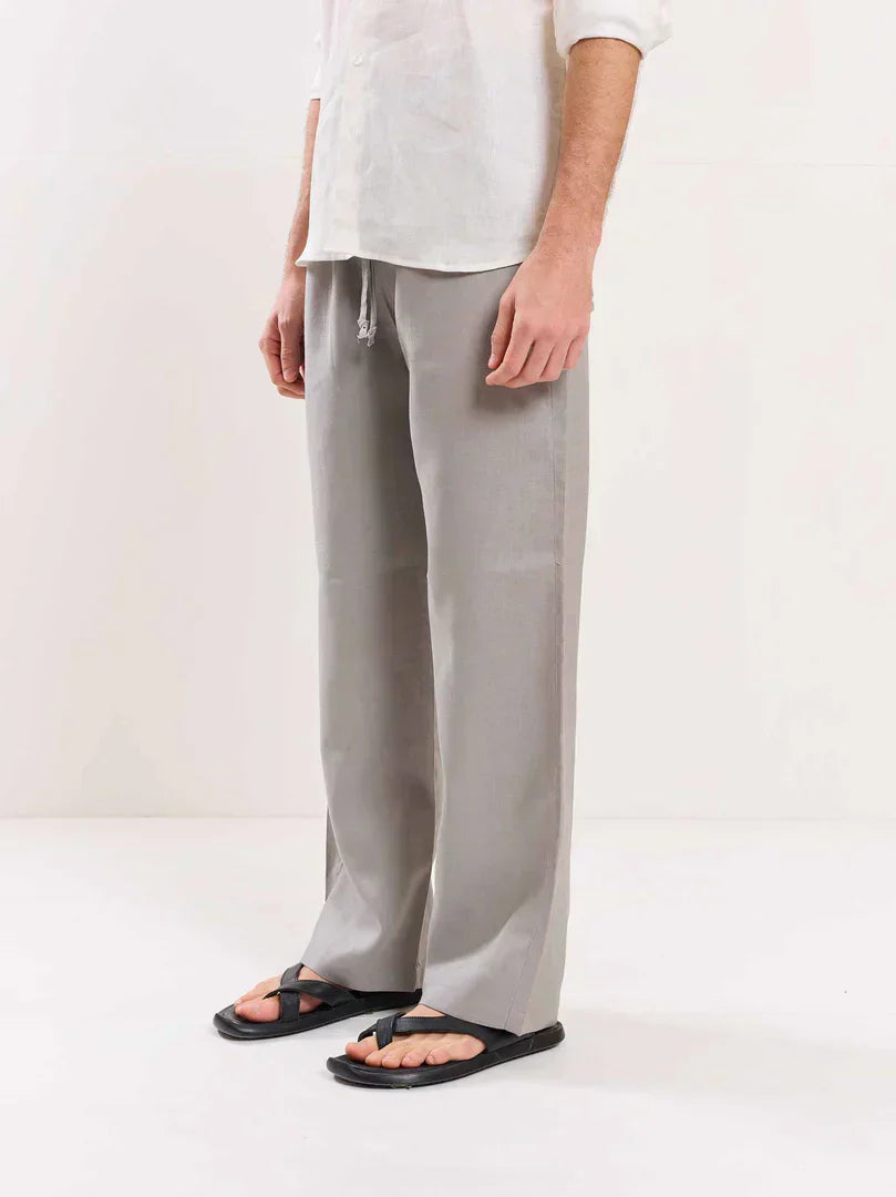 Light Grey Linen Pull-on Pants