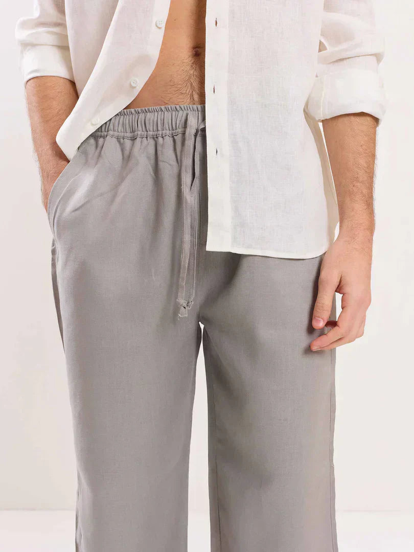 Light Grey Linen Pull-on Pants