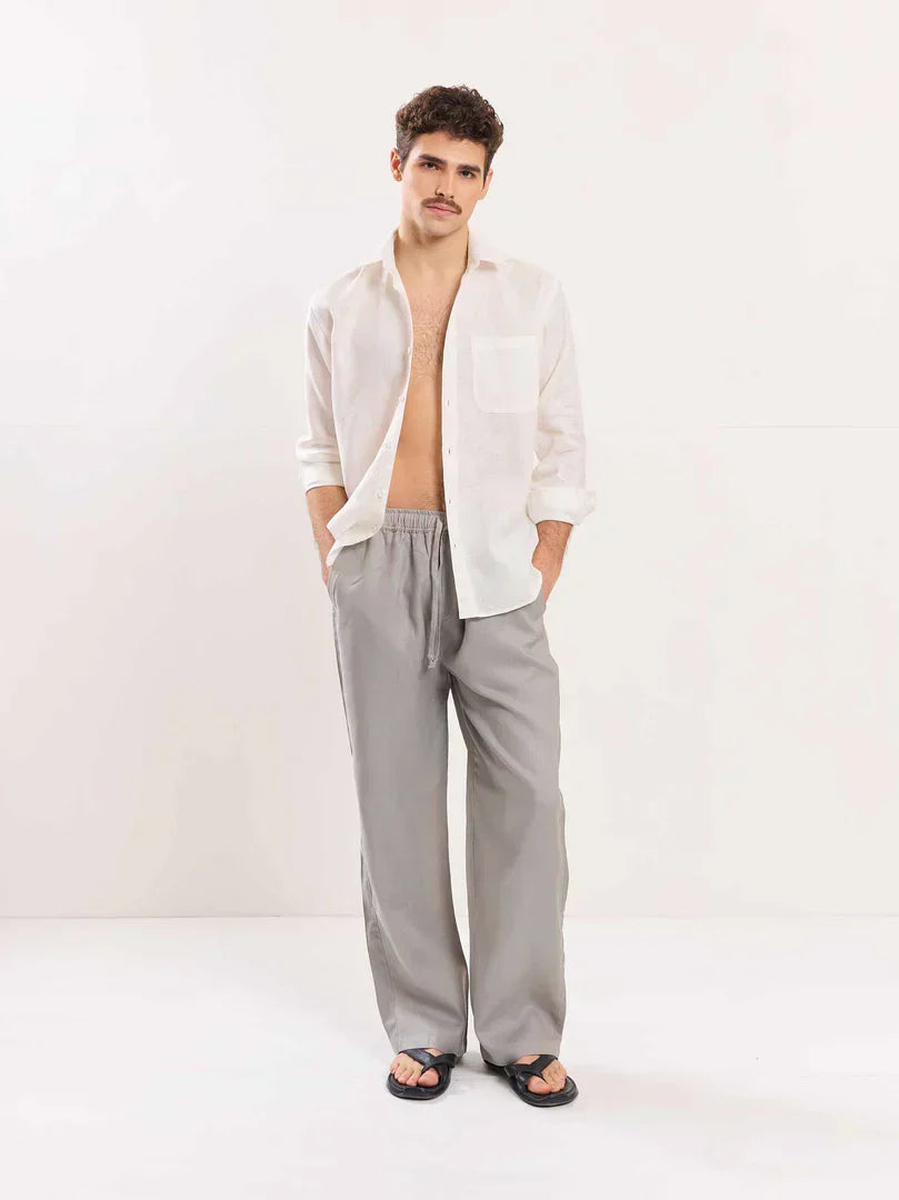 Light Grey Linen Pull-on Pants