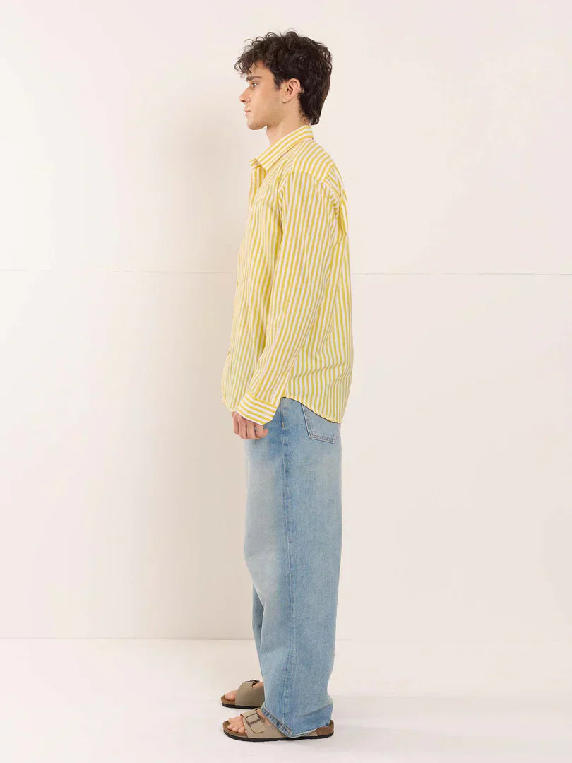 Yellow Poplin Striped Shirt