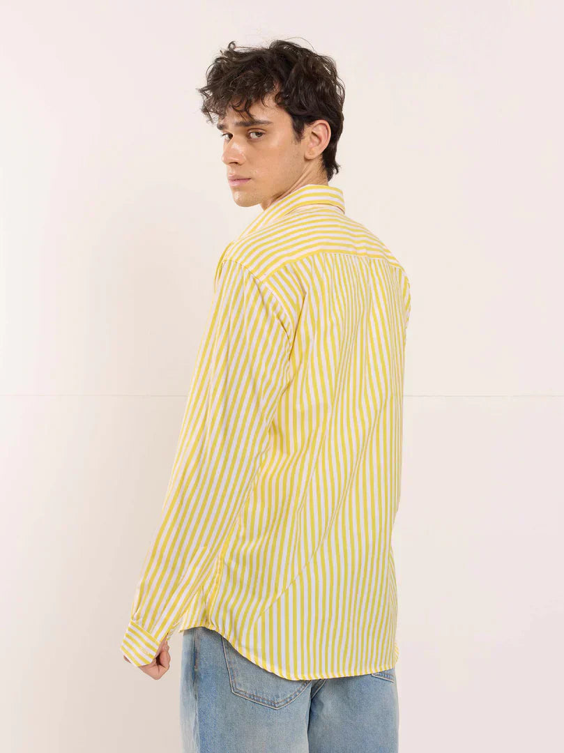 Yellow Poplin Striped Shirt