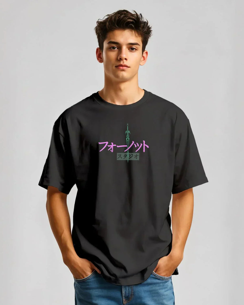 Samurai Shadow Acid Wash Oversized T-Shirt – Japanese Warrior Edition ⚔️🖤👕